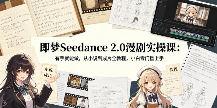 即梦Seedance 2.0漫剧实操课：有手就能做，从小说到成片全教程，小白零门槛上手-百盟网
