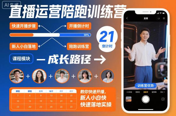 直播运营陪跑训练营，教你快速开播，新人小白快速落地实操-百盟网