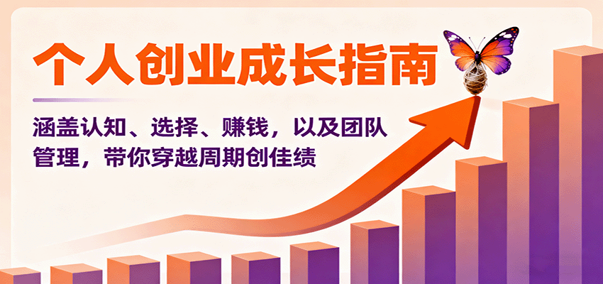 个人创业成长指南：涵盖认知、选择、赚钱，以及团队管理，带你穿越周期创佳绩-百盟网