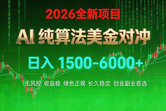 2026 全新美金对冲项目，不套平台赠金，不封号，纯算法对冲，日入 1500-6000+-百盟网