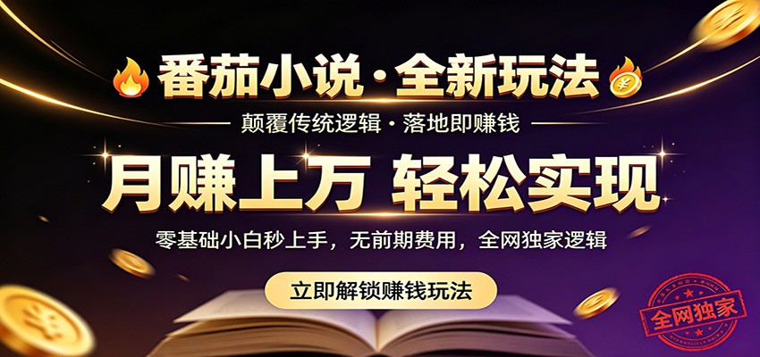 番茄小说5月最新独家玩法，稳定落地实测月入过万！-百盟网