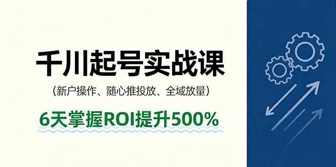 抖音千川起号实战课，新户操作,随心推投放,全域放量，6天掌握ROI提升500%-百盟网