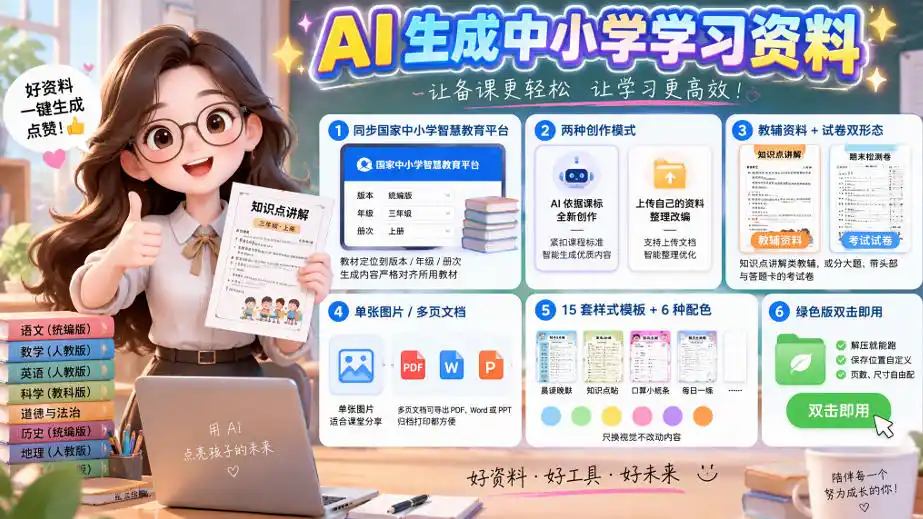 孩子的教辅别再乱买了：同步国家中小学智慧平台，AI一键生成图文教辅和试卷-百盟网