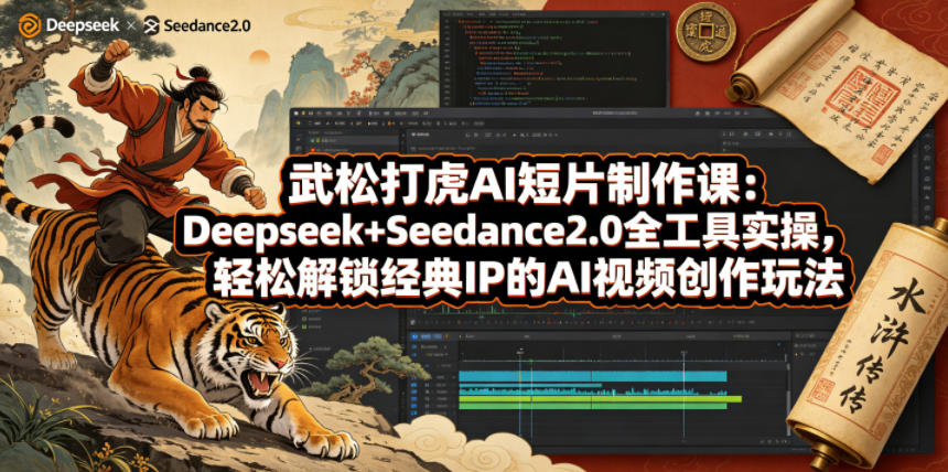 武松打虎AI短片制作课：Deepseek+Seedance2.0全工具实操，轻松解锁经典IP的AI视频创作玩法-百盟网