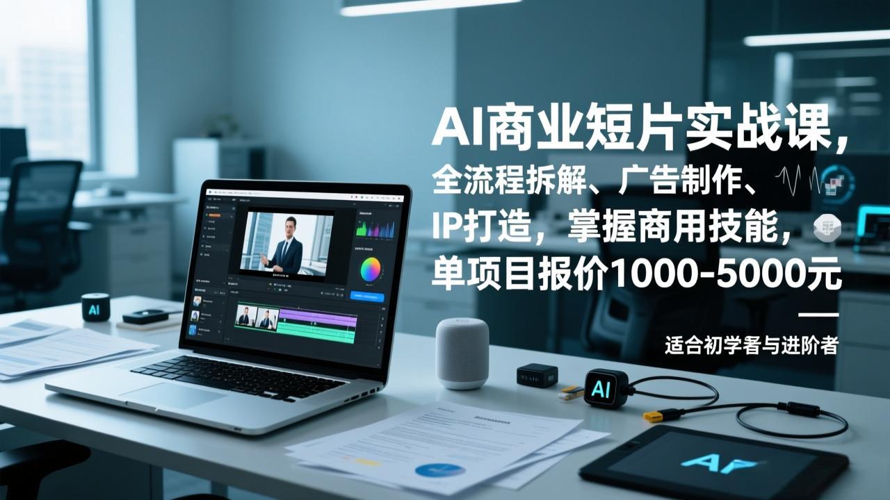 AI商业短片实战课，全流程拆解、广告制作、IP打造，掌握商用技能，单项目报价1000-5000元-百盟网