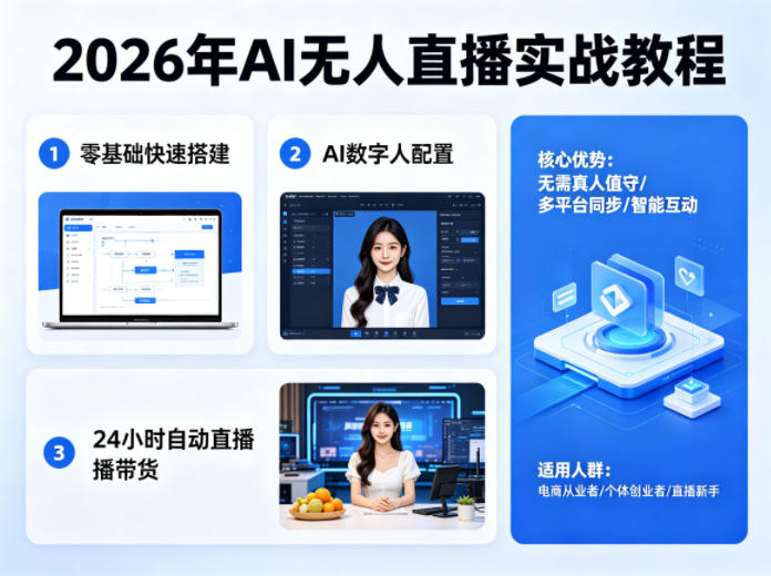 2026年AI无人直播实战教程，零基础也能快速搭建AI数字人无人直播间，实现24小时自动直播带货-百盟网