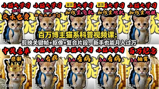 百万博主猫系科普视频课：剪映关键帧+抠像+复合片段，新手也能月入过万-百盟网