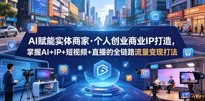 AI赋能实体商家·个人创业商业IP打造，掌握AI+IP+短视频+直播的全链路流量变现打法-百盟网