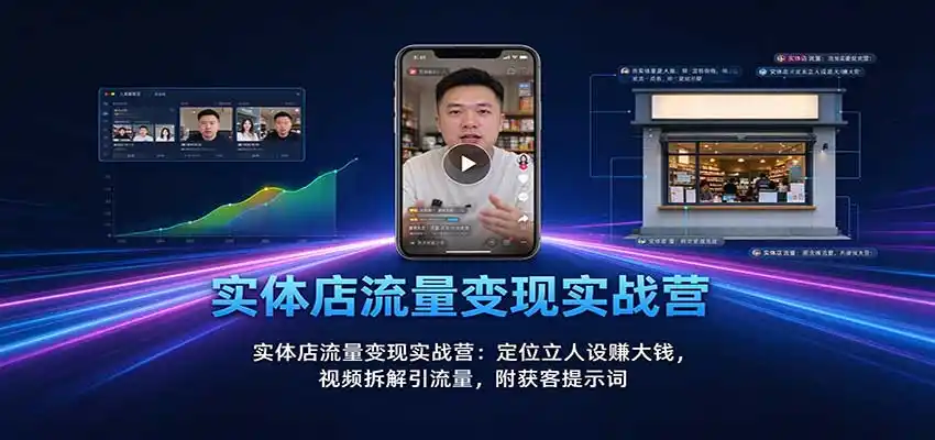 实体店流量变现实战营：定位立人设赚大钱，视频拆解引流量，附获客提示词-百盟网