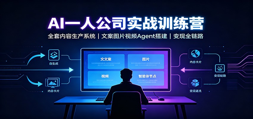 AI创作一人公司实战训练营：全套内容生产系统，文案图片视频Agent搭建变现全链路-百盟网