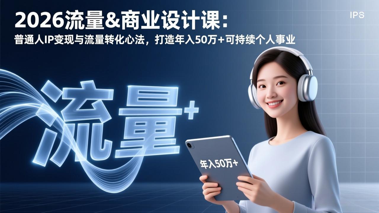 2026流量&商业设计课：普通人IP变现与流量转化心法，打造年入50万+可持续个人事业-百盟网