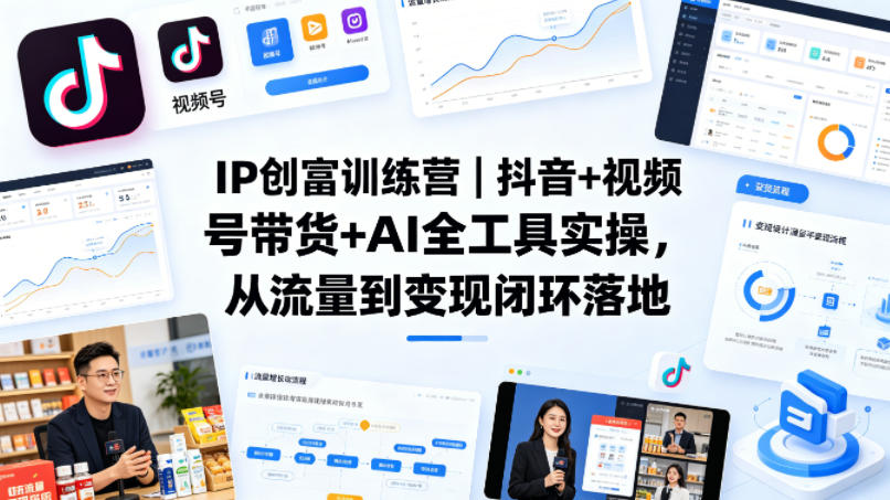 IP创富训练营|抖音+视频号带货+AI全工具实操,从流量到变现闭环落地-百盟网