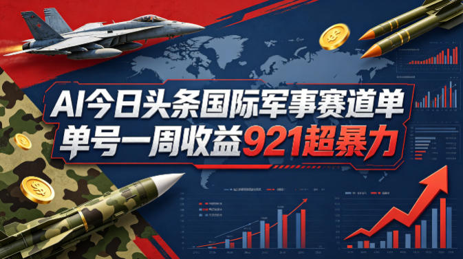 AI今日头条国际军事赛道，单号一周收益921，超暴力-百盟网
