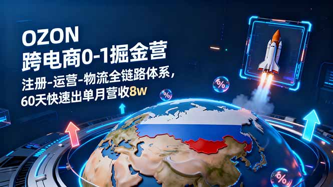 OZON跨境电商0-1掘金营：注册-运营-物流全链路体系，60天快速出单月营收8w-百盟网