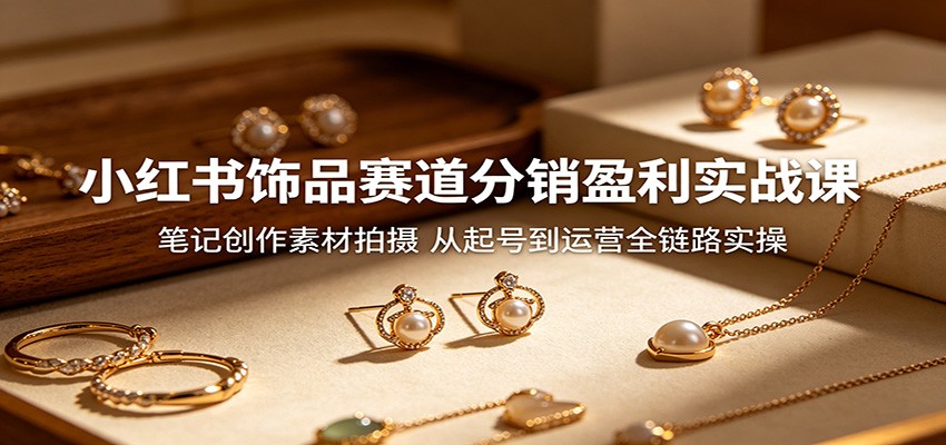 小红书饰品赛道分销盈利实战课:笔记创作素材拍摄,从起号到运营全链路实操-百盟网