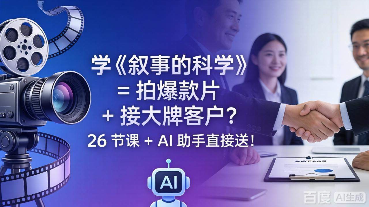 学《叙事的科学》= 拍爆款片 + 接大牌客户？26 节课 + AI 助手直接送！-百盟网