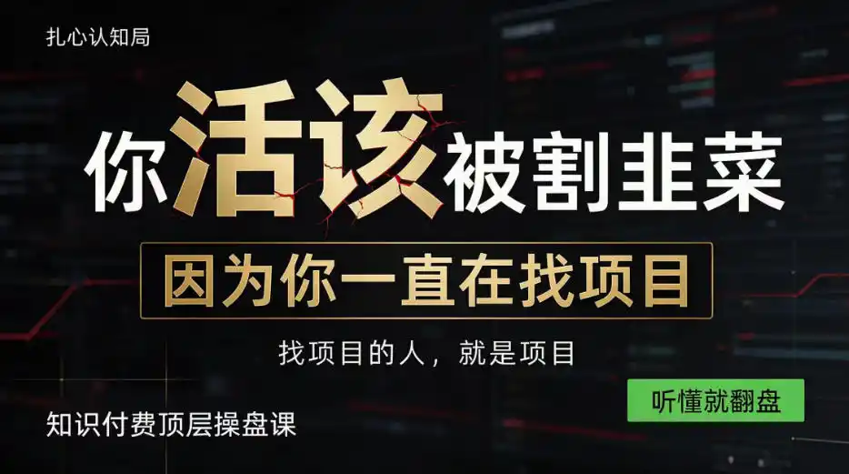 做项目不如卖项目，做知识付费自己当老板，知识付费顶层操盘课，听懂就翻盘【揭秘】-百盟网