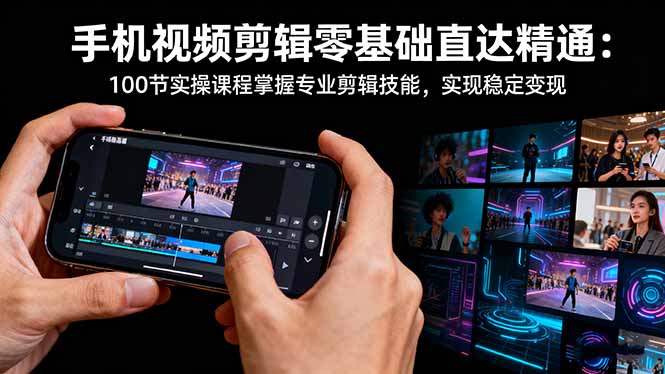 手机视频剪辑零基础直达精通：100节实操课程掌握专业剪辑技能，实现稳…-百盟网