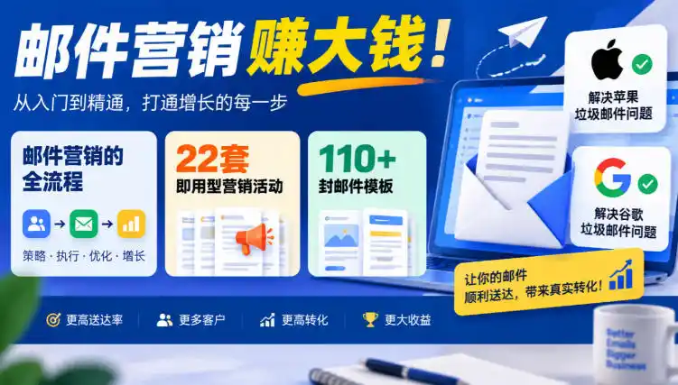 【无水印】邮件营销賺大钱！邮件营销的全流程，22套即用型营销活动与110+封邮件模板，还能解决苹果谷歌垃圾邮件问题【原创双语字幕】-百盟网