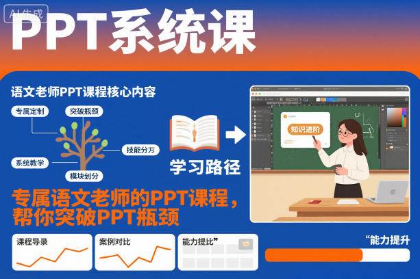 PPT系统课，专属语文老师的PPT课程，帮你突破PPT瓶颈-百盟网