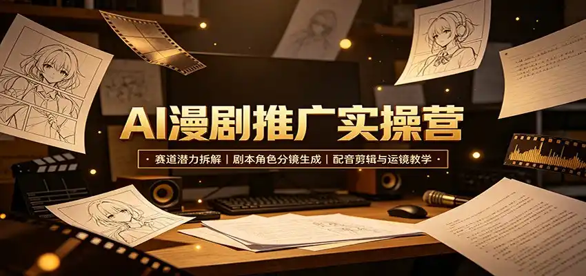 AI漫剧推广实操营：赛道潜力拆解，剧本角色分镜生成，配音剪辑与运镜教学-百盟网