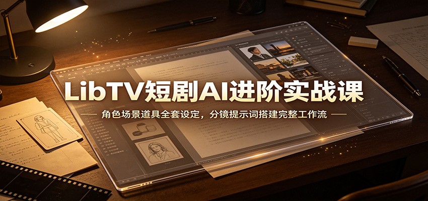 LibTV短剧AI进阶实战课：角色场景道具全套设定，分镜提示词搭建完整工作流-百盟网