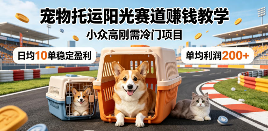 宠物托运阳光赛道賺钱教学，小众高刚需冷门项目，日均10单稳定盈利，单均利润200+-百盟网