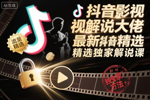 抖音影视解说大佬最新抖音进精选和独家方法，精选独家解说课(更新26年3月)-百盟网