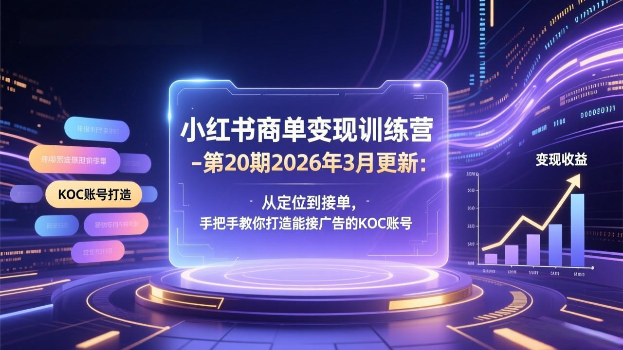 小红书商单变现训练营-第20期26年3月更新：从定位到接单，手把手教你打造能接广告的KOC账号-百盟网