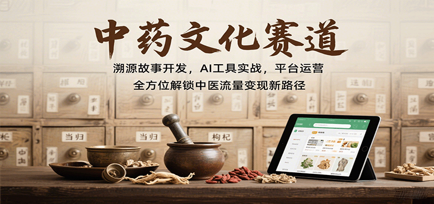 中药文化赛道：溯源故事开发，AI工具实战，平台运营，全方位解锁中医流量变现新路径-百盟网
