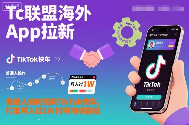 Tc联盟海外App拉新：普通人如何搭乘TikTok快车，打造月入过1W的可持续副业-百盟网