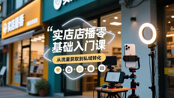 实体店播零基础入门课,实体店+短视频+直播+微信生态+私域社群,从流量获取到私域转化-百盟网