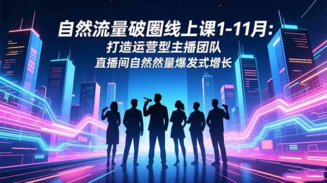 自然流量破圈线上课1-11月：打造运营型主播团队 直播间自然流量爆发式增长-百盟网