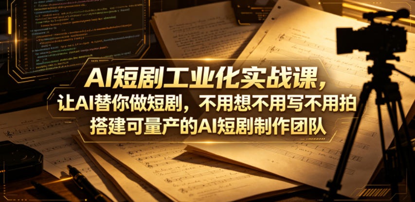 AI短剧工业化实战课，让AI替你做短剧，不用想不用写不用拍，搭建可量产的AI短剧制作团队-百盟网