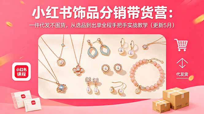 小红书饰品分销带货营：一件代发不囤货，从选品到出单全程手把手实战教学(更新5月-百盟网