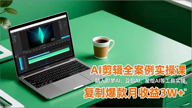 AI剪辑全案例实操课，融入即梦AI、豆包AI、星绘AI等工具实操，复制爆款月收益3W+-百盟网