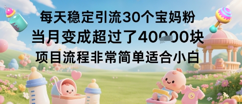 每天稳定引流30个宝妈粉当月变成超过了1W+项目流程非常简单适合小白-百盟网