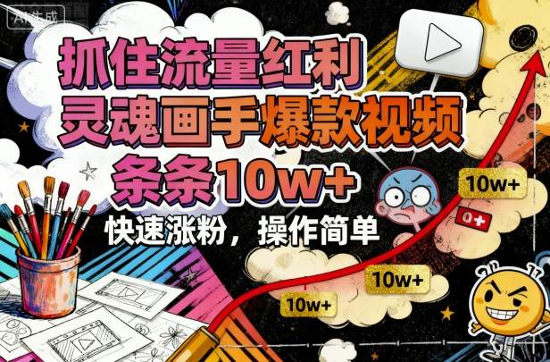 抓住流量红利，灵魂画手爆款视频，条条10w+，快速涨粉，操作简单-百盟网