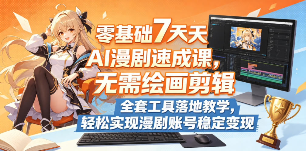 零基础7天AI漫剧速成课，无需绘画剪辑，全套工具落地教学，轻松实现漫剧账号稳定变现-百盟网