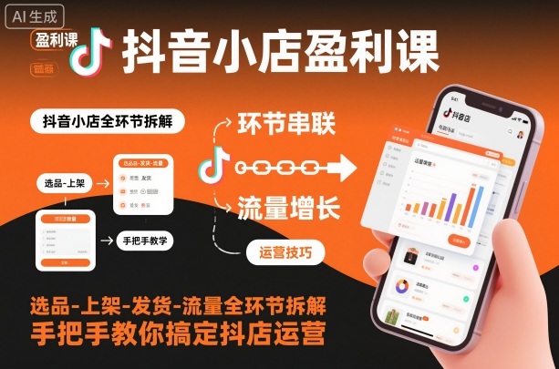 抖音小店盈利课-选品-上架-发货-流量全环节拆解，手把手教你搞定抖店运营-百盟网