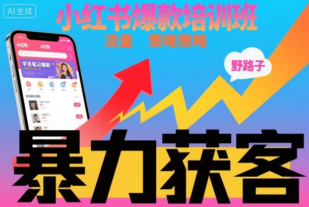 小红书爆款培训班，小红书获客野路子流量打法，暴力持续获客-百盟网