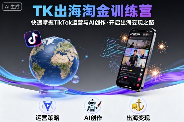 TK出海淘金训练营，助你快速掌握TikTok运营与AI创作，开启出海变现之路-百盟网