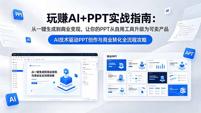 玩赚AI+PPT实战指南-更新5月13：从一键生成到商业变现，让你的PPT从自用工具升级为可卖产品-百盟网