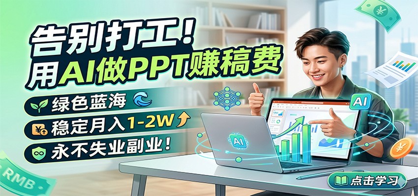 告别打工！用AI做PPT赚稿费，绿色蓝海，稳定月入1-2W，永不失业副业！-百盟网