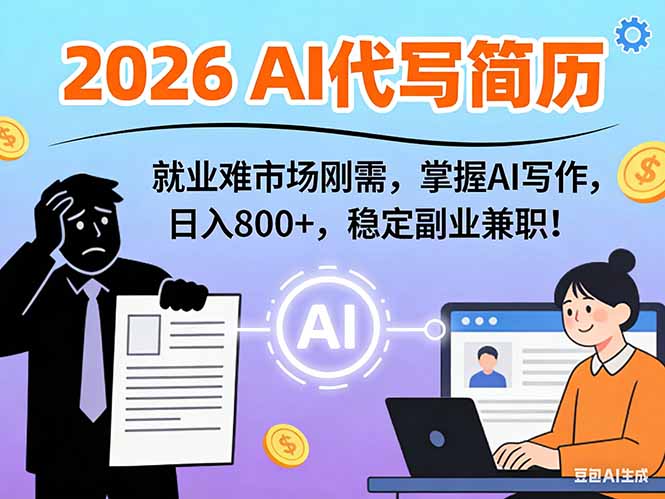 AI代写简历，超暴利，用万能模板月入1-3万实战教程，2026年市场刚需！-百盟网