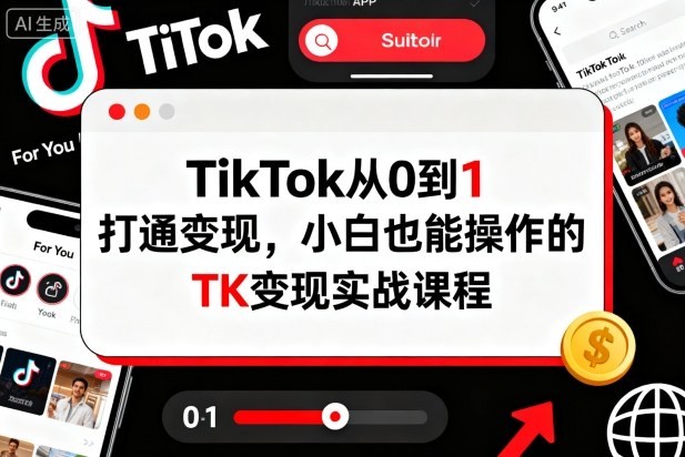 TikTok从0到1打通变现，小白也能操作的TK变现实战课程-百盟网