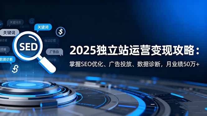 2025独立站运营变现攻略：掌握SEO优化、广告投放、数据诊断，月业绩50万+-百盟网
