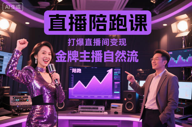 直播陪跑课，金牌主播自然流打爆直播间，复制高变现玩法-百盟网