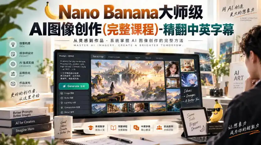 【无水印】Nano Banana大师级AI图像创作(完整课程)-精翻中英字幕-百盟网