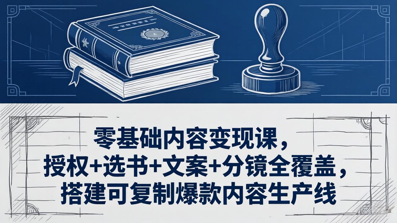 零基础内容变现课，授权+选书+文案+分镜全覆盖，搭建可复制爆款内容生产线-百盟网
